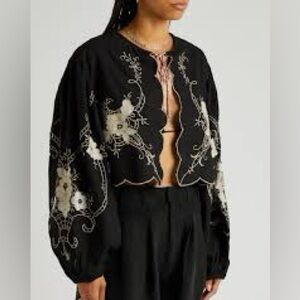 Free People Maya Embroidered Bed Jacket